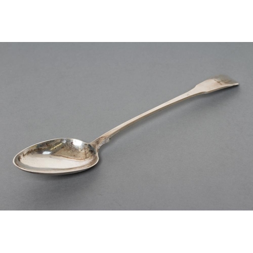 127 - A LATE GEORGE III BASTING SPOON, maker Fearn & Eley, London 1803, in Fiddle pattern engraved with an... 