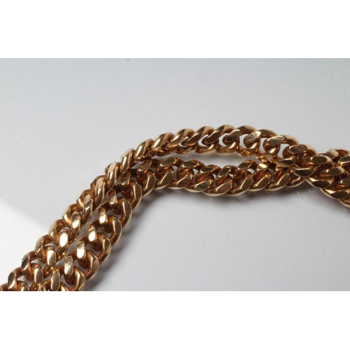 148 - A FLAT CURB LINK CHAIN NECKLACE, stamped 585, 24
