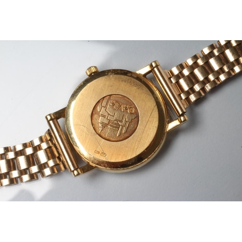 151 - AN 18CT GOLD MID-SIZE OMEGA DE VILLE WRISTWATCH, the gilt dial with applied batons and date aperture... 