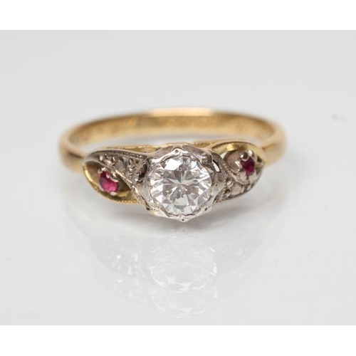 189 - A DIAMOND RING, the central stone of approximately 0.35cts in rub-over platinum setting with a small... 