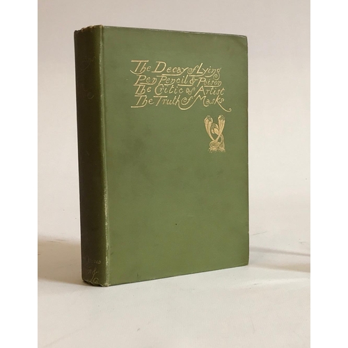 285 - INTENTIONS BY OSCAR WILDE, 1894, James Osgood McIlvaine, green paper covered boards, darkening to sp... 