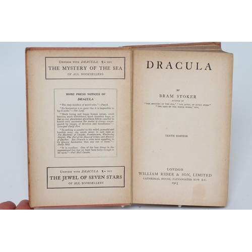 294 - BRAM STOKER - Dracula, 10th edition 1913, red cloth, blind stamped upper board (Est. plus 17.5% prem... 