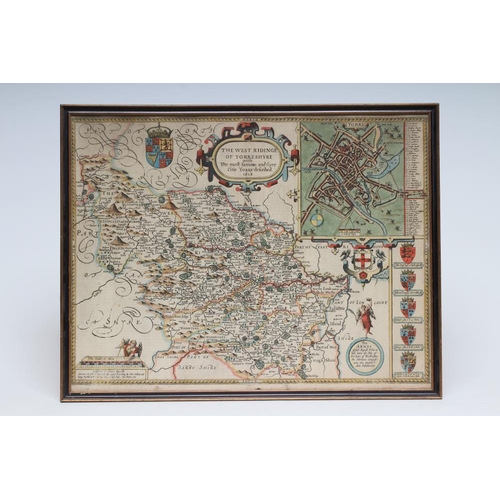 303 - JOHN SPEED (1552-1629), The West Riding of Yorkshire, hand coloured engraved map Sudbury & Humble 16... 