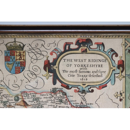 303 - JOHN SPEED (1552-1629), The West Riding of Yorkshire, hand coloured engraved map Sudbury & Humble 16... 