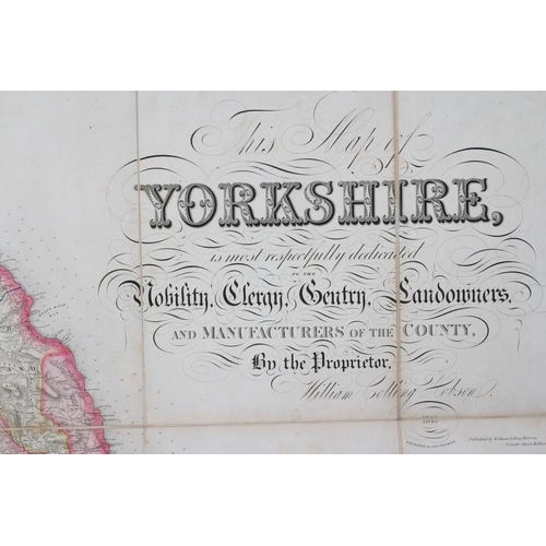 308 - HOBSON'S, New Surrey of Yorkshire, William Colling Halison, 1845, large scale engraved coloured fold... 