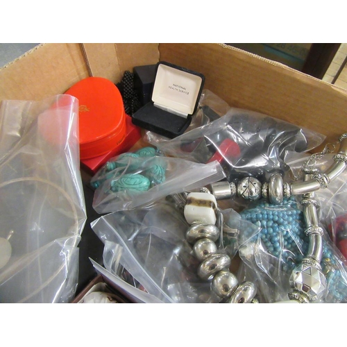 36 - BOX OF COSTUME JEWELLERY