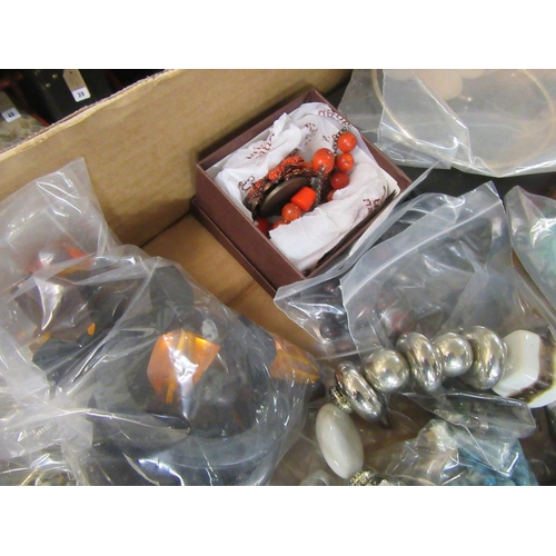 36 - BOX OF COSTUME JEWELLERY