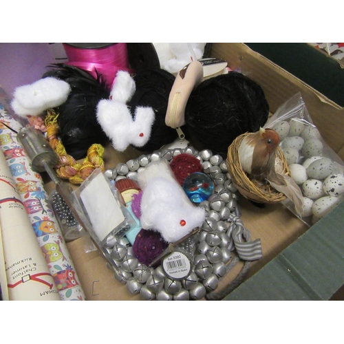 43 - TWO BOXES OF CHRISTMAS DECORATIONS AND CRAFT ITEMS