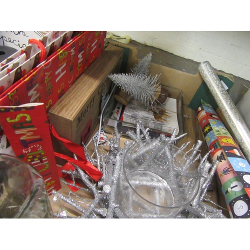 43 - TWO BOXES OF CHRISTMAS DECORATIONS AND CRAFT ITEMS