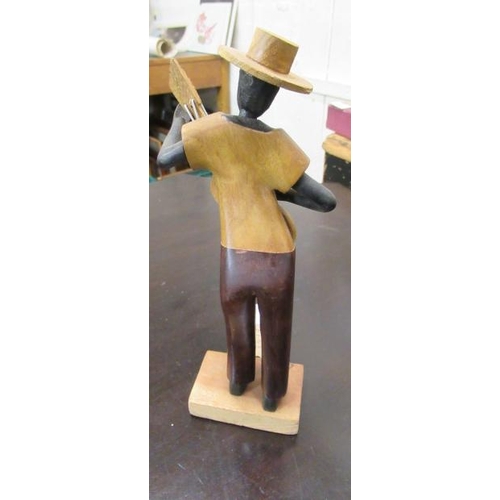 5 - CUBAN WOODEN FIGURE PLAYING GUITAR