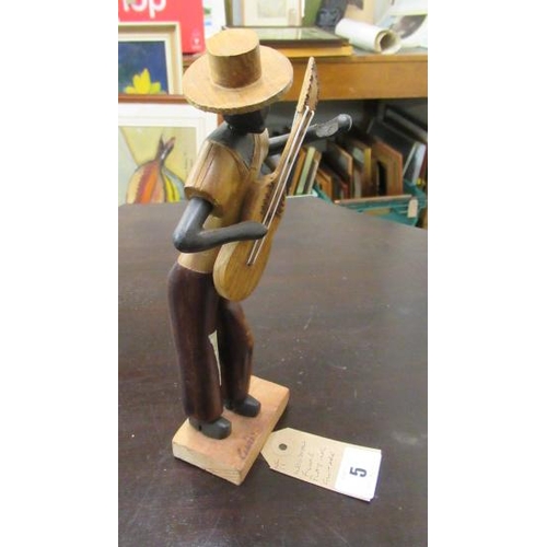 5 - CUBAN WOODEN FIGURE PLAYING GUITAR