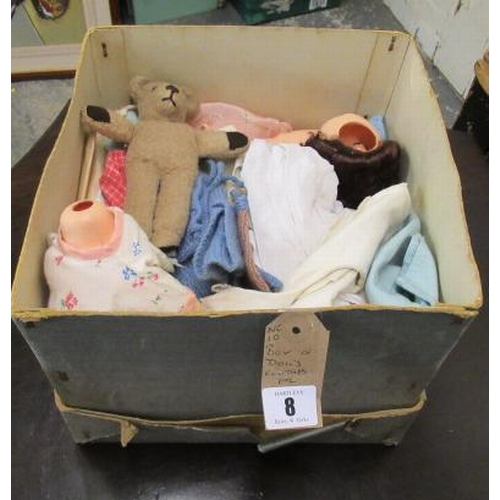 8 - BOX OF DOLLS CLOTHES ETC