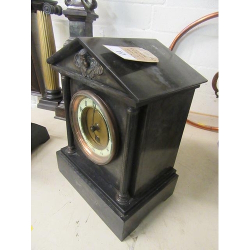 17 - SLATE PEDESTAL MANTEL CLOCK