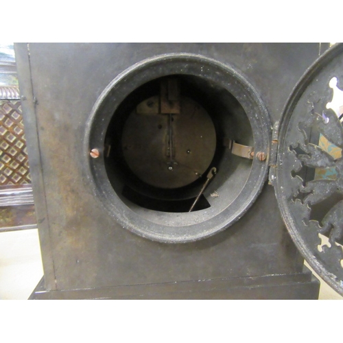 17 - SLATE PEDESTAL MANTEL CLOCK