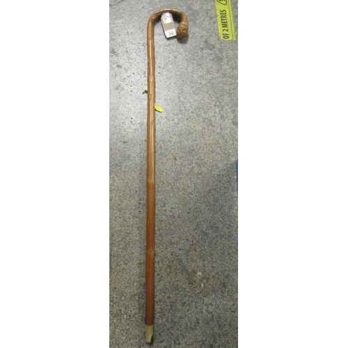 35 - BAMBOO WALKING CANE WITH CARVED DRAGON DECORATION