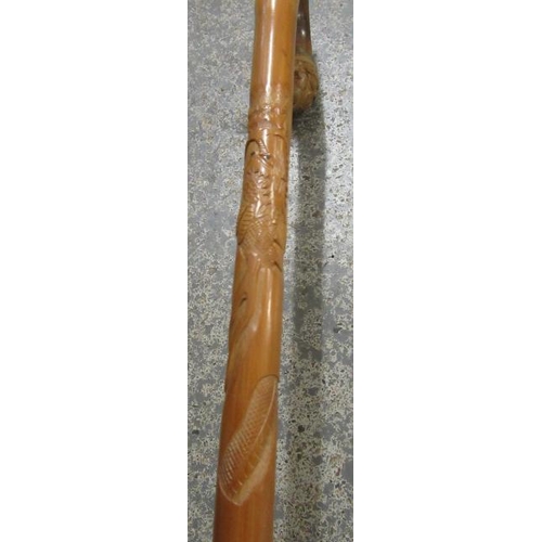 35 - BAMBOO WALKING CANE WITH CARVED DRAGON DECORATION