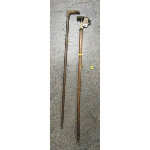 36 - CHAMOIS AND OTHER HORN HANDLED WALKING STICKS