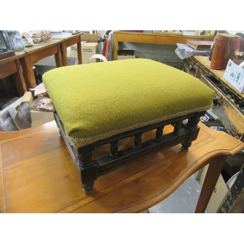 42 - INLAID OVAL TRAY AND A FOOTSTOOL