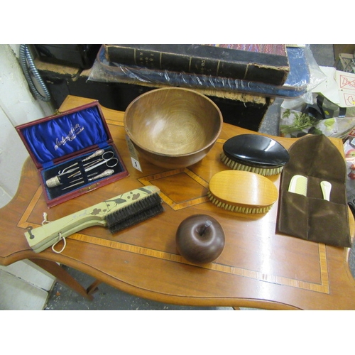 5 - WOODEN BOWL AND CONTENTS