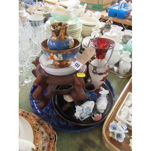 133 - ASSORTED CHINA AND GLASS INCLUDING CHINESE WARRIOR FIGURE