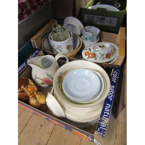 138 - TWO BOXES OF ROYAL WORCESTER EVESHAM AND OTHER CERAMICS