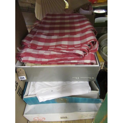 139 - THREE BOXES OF LINEN