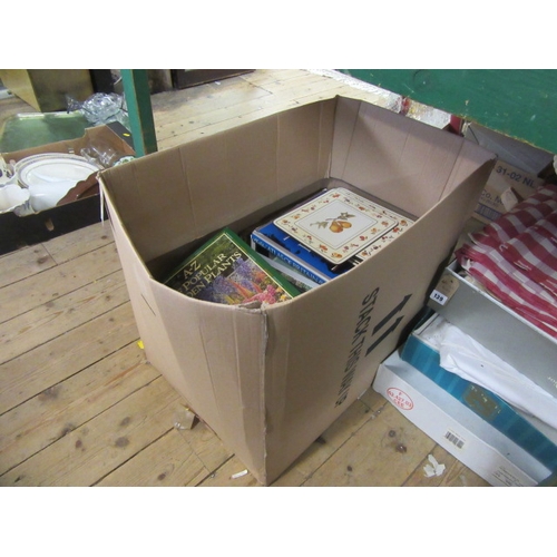 140 - BOX OF BOOKS AND TABLE MATS