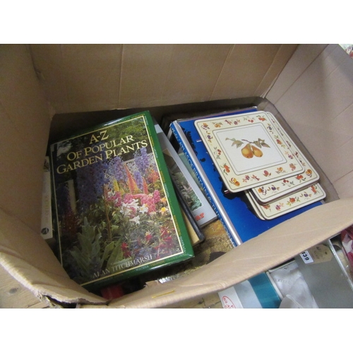 140 - BOX OF BOOKS AND TABLE MATS