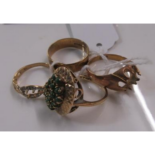 147 - FOUR 9CT GOLD RINGS  13.2 GMS TOTAL GROSS