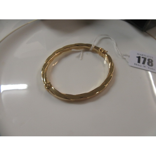 178 - 9CT GOLD BANGLE   8.5 GMS