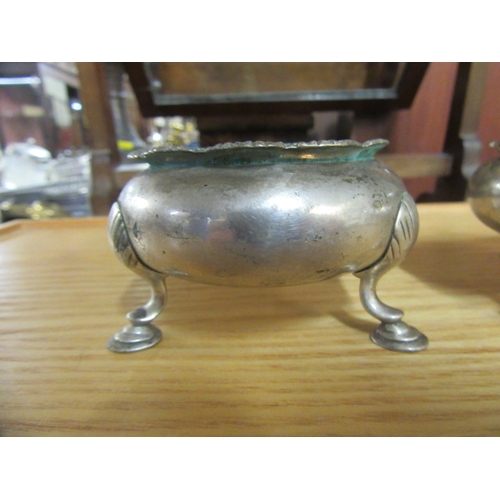 221 - MATCHED PAIR OF SILVER CAULDRON SALTS   7OZ  8DWT