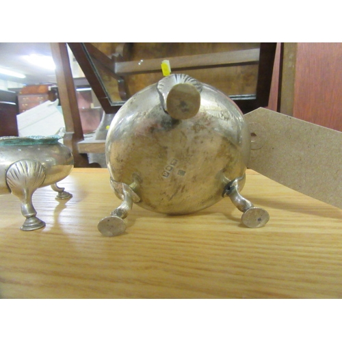 221 - MATCHED PAIR OF SILVER CAULDRON SALTS   7OZ  8DWT