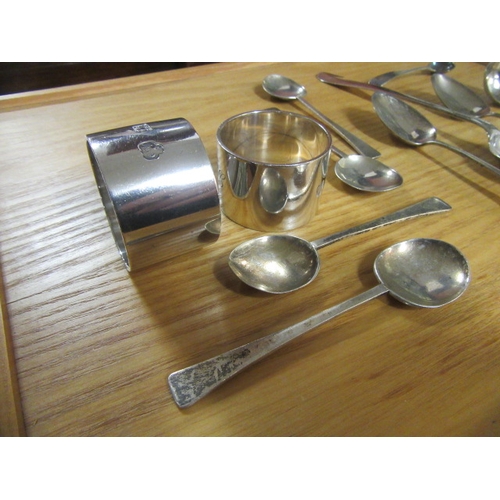 236 - QUANTITY OF SILVER ITEMS INCLUDING A PAIR OF NAPKIN RINGS ETC