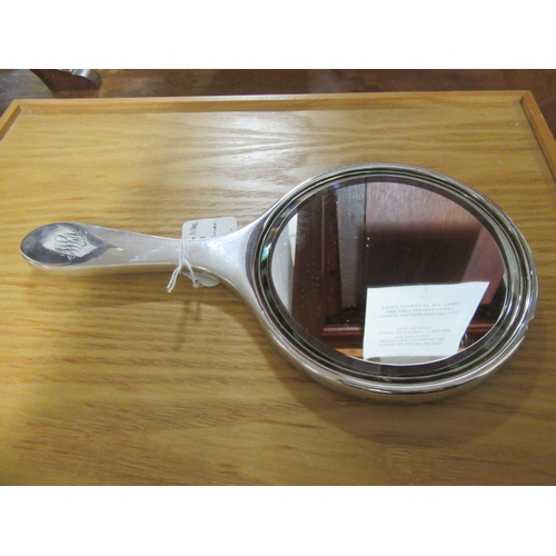 241 - SILVER AND LILAC ENAMEL HAND MIRROR