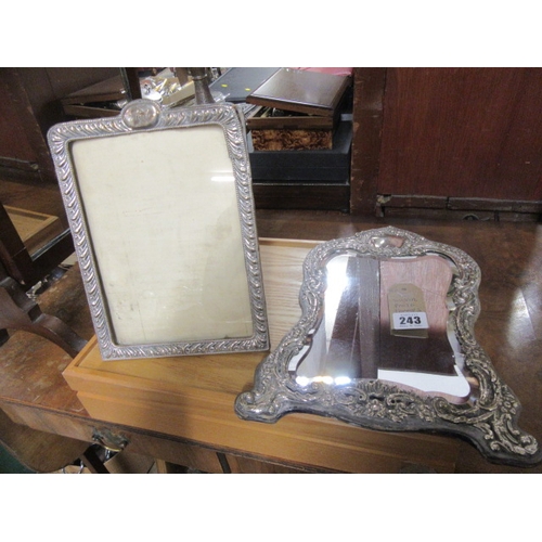 243 - SILVER FRAMED MIRROR AND PHOTOGRAPH FRAME