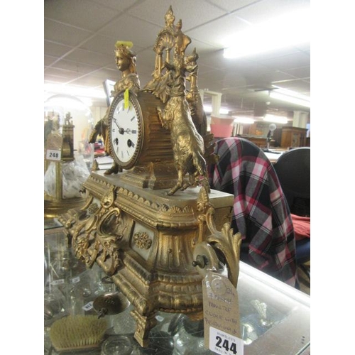 244 - FRENCH MANTEL CLOCK WITH PENDULUM AND KEY