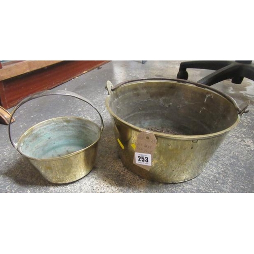 253 - TWO BRASS JAM PANS