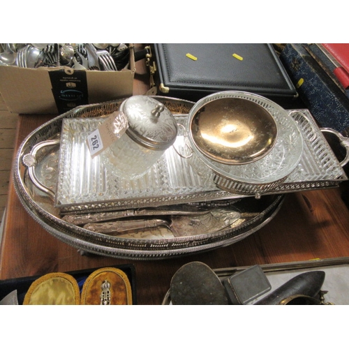 262 - TWO EPNS TRAYS AND CONTENTS