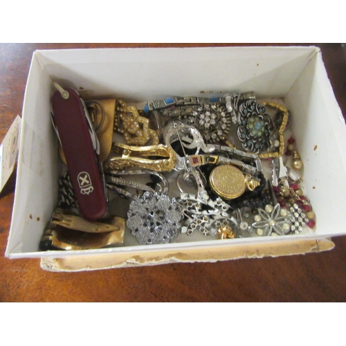 294 - BOX OF COSTUME JEWELLERY ETC