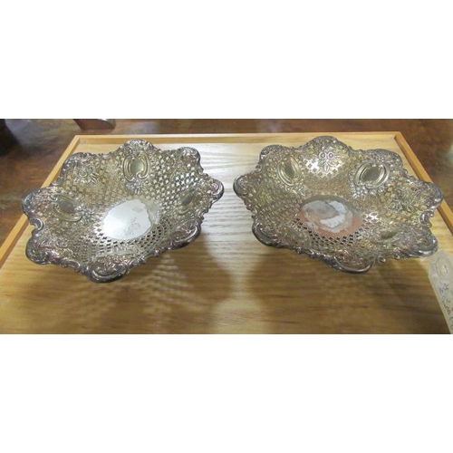 234 - PAIR OF PIERCED SILVER BONBON DISHES
