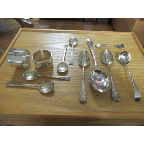 236 - QUANTITY OF SILVER ITEMS INCLUDING A PAIR OF NAPKIN RINGS ETC
