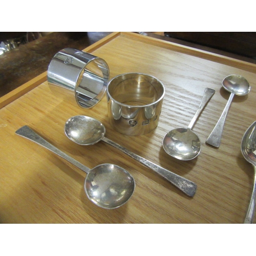 236 - QUANTITY OF SILVER ITEMS INCLUDING A PAIR OF NAPKIN RINGS ETC