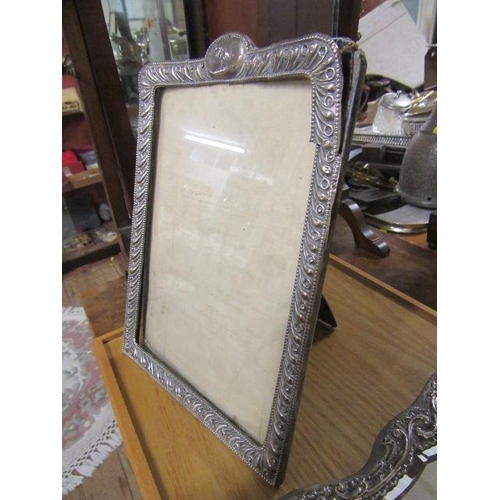 243 - SILVER FRAMED MIRROR AND PHOTOGRAPH FRAME