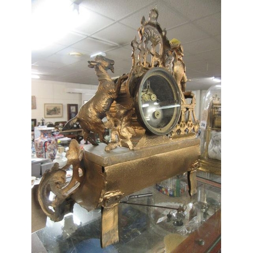 244 - FRENCH MANTEL CLOCK WITH PENDULUM AND KEY