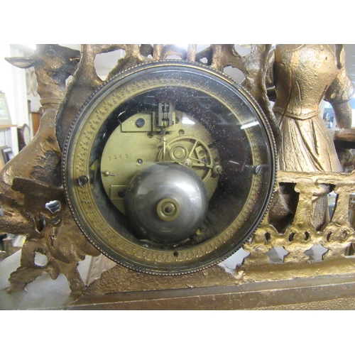 244 - FRENCH MANTEL CLOCK WITH PENDULUM AND KEY
