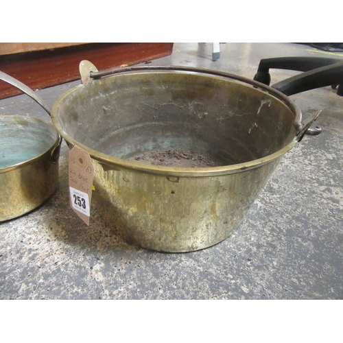 253 - TWO BRASS JAM PANS