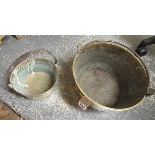 253 - TWO BRASS JAM PANS