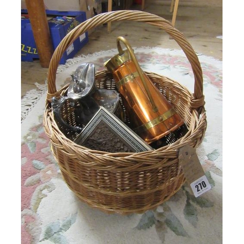 270 - BASKET OF METALWARE ETC