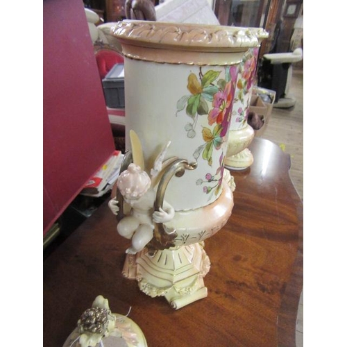 280 - PAIR OF CERAMIC LIDDED VASES