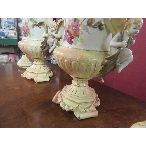 280 - PAIR OF CERAMIC LIDDED VASES